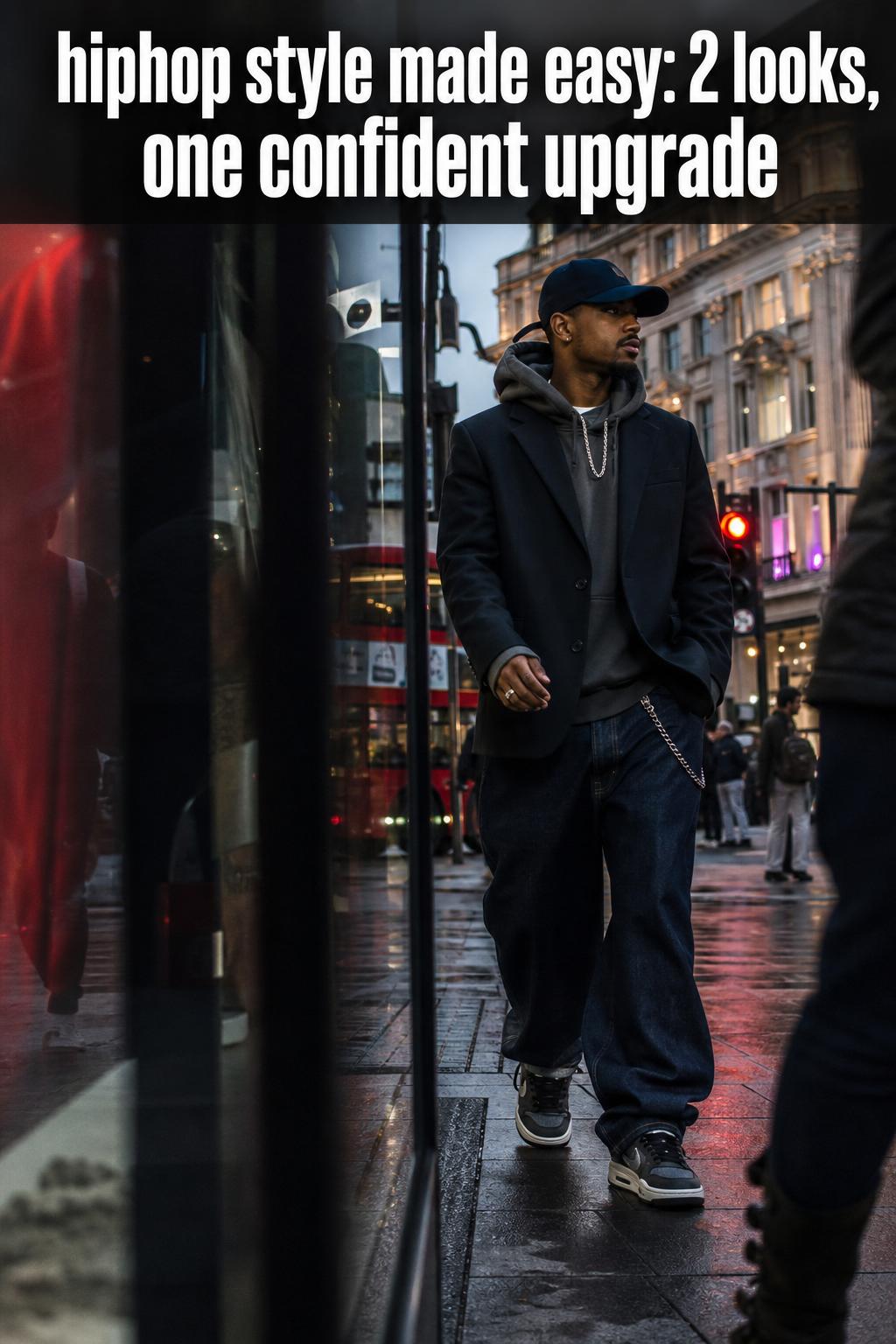 Urban Portrait in Hiphop Style Streetwear Portrait of a person in hiphop style streetwear with a confident pose in an urban setting