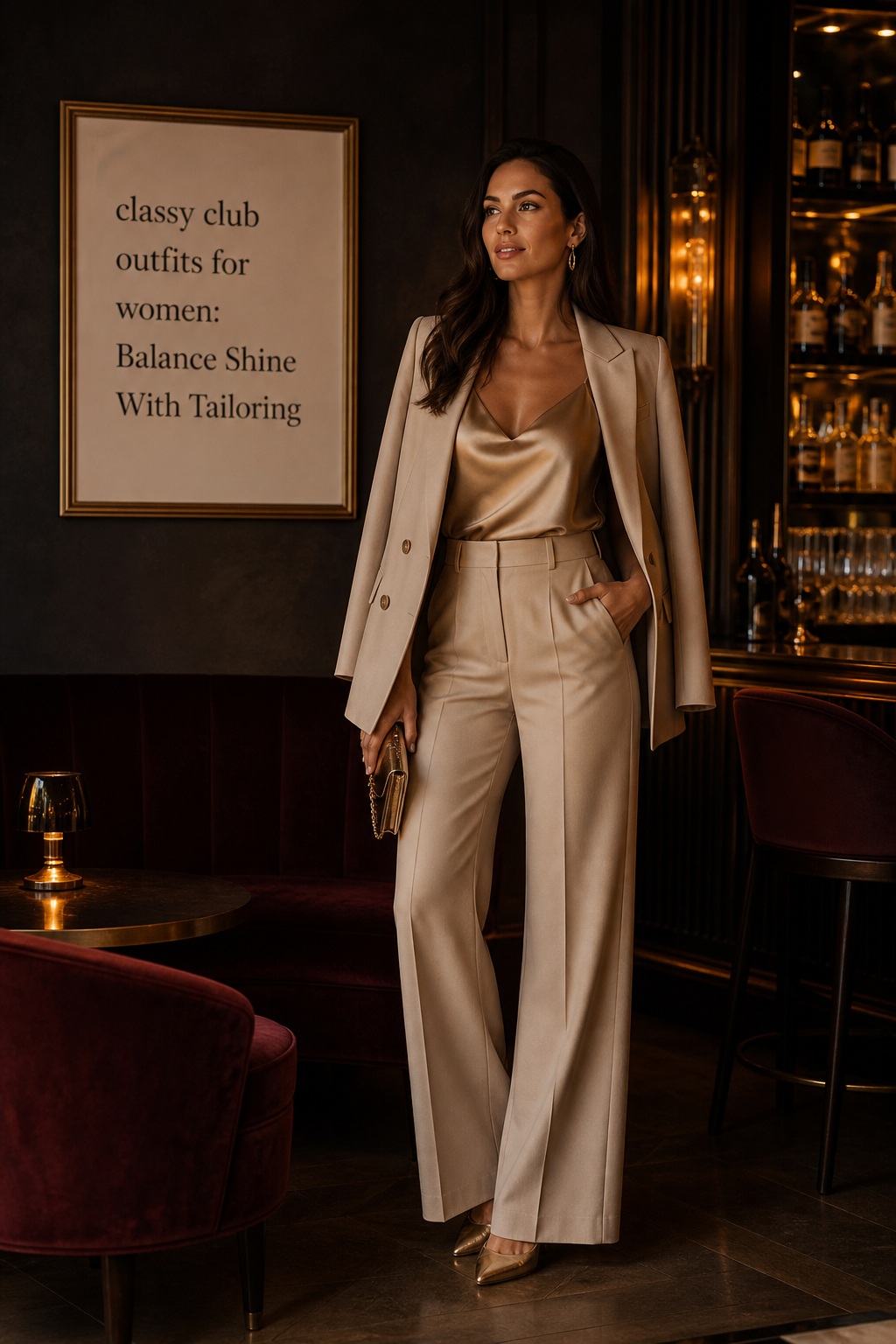 Classy Club Outfits: Sleek Jumpsuit classy club outfits for women with a jewel-tone jumpsuit and low block heels