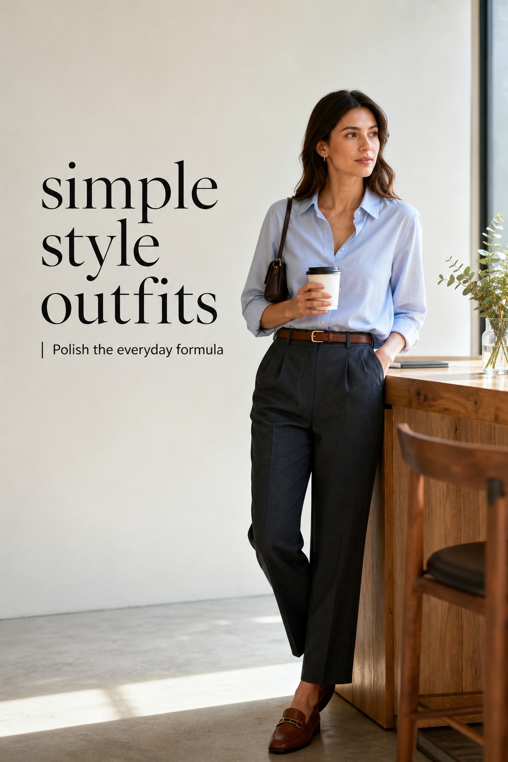 Simple Style Outfits For Work simple style outfits with blue shirt tailored trousers and loafers