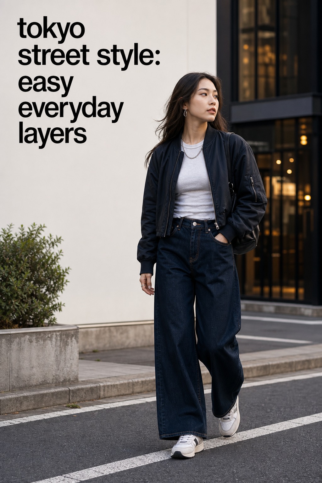 Tokyo Street Style Everyday Layers tokyo street style with relaxed denim, cropped bomber, and clean sneakers