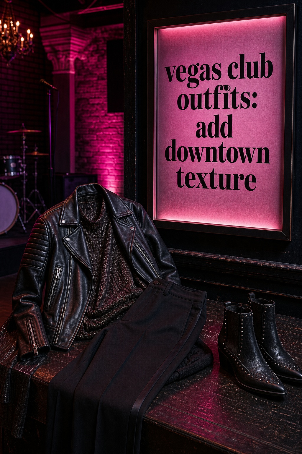Vegas Club Outfits Downtown Texture vegas club outfits with downtown leather and statement boots