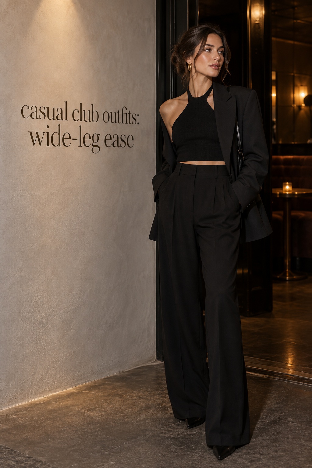 Casual Club Outfits Wide Leg Ease Casual club outfits with wide-leg trousers and a blazer