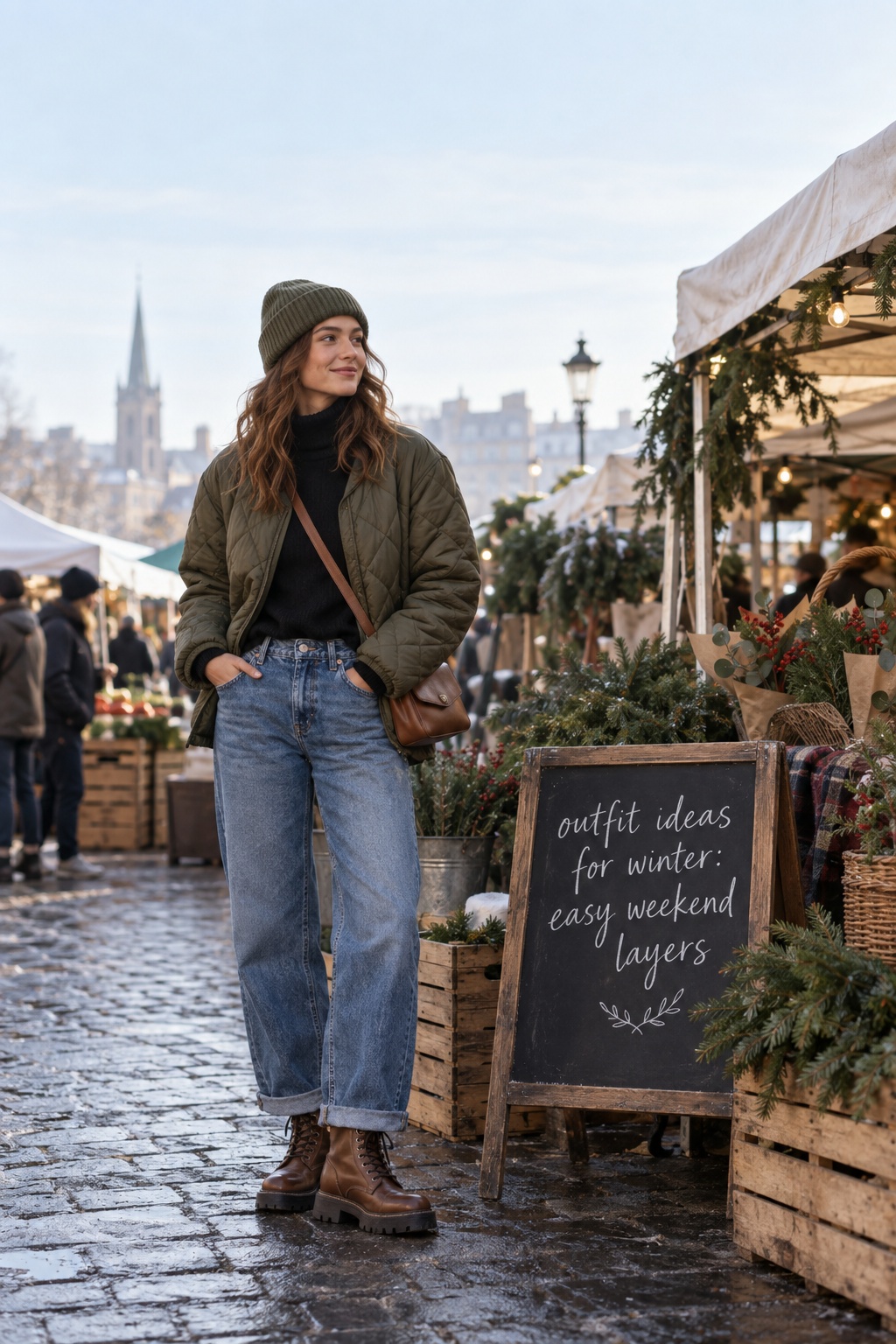 Easy Weekend Winter Layers outfit ideas for winter easy weekend quilted jacket and jeans